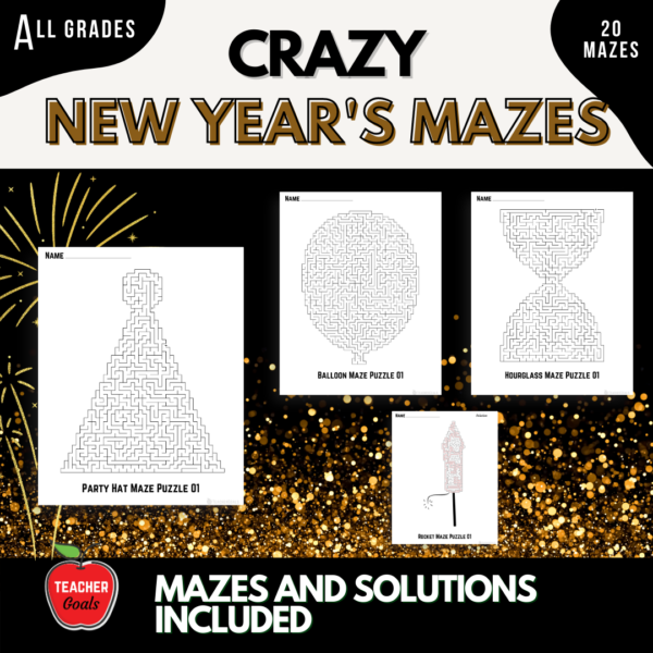 Main Cover-Crazy New Year's Mazes for All Ages - Volume 1