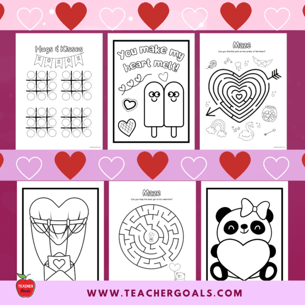 Valentine's Day Coloring Book & Activity Book, Valentine's Day Coloring Pages, Valentine's Day Party, Printable Coloring Book - Image 3