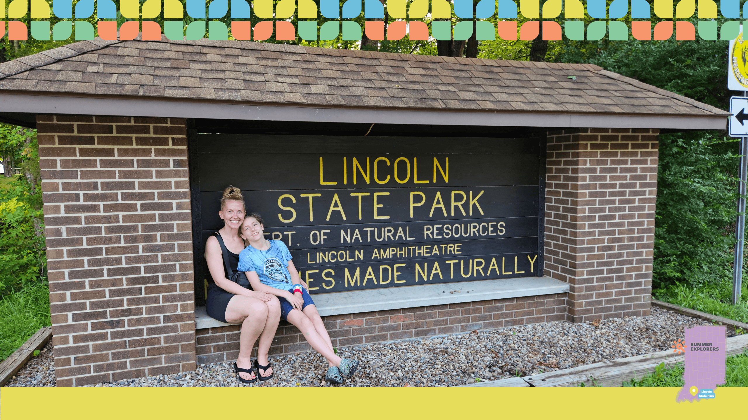 Me and my daughter, Anna Weinstein, sitting at the Lincoln State Park entrance after we arrived for our stay. Me and my daughter, Anna Weinstein, sitting at the Lincoln State Park entrance after we arrived for our stay.